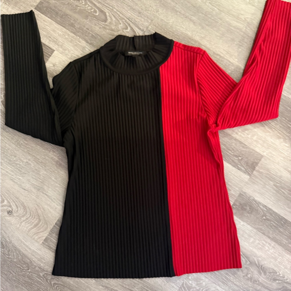 Two-Tone Ribbed Long Sleeve Top – Marc New York Andrew Marc (L) - Picture 2 of 4